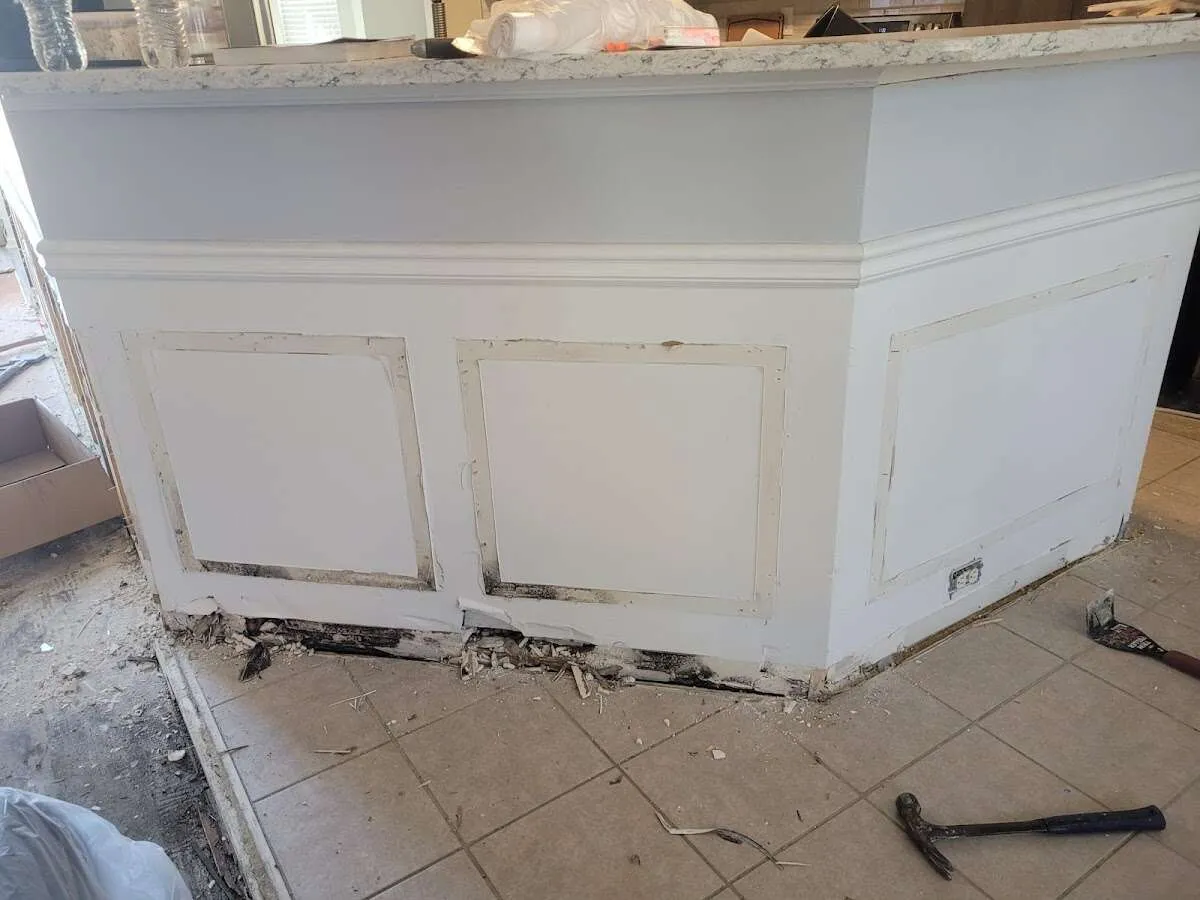 Water damage and mold on kitchen during Storm Damage Restoration in Blackfoot
